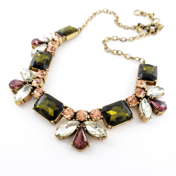 J. Crew Jewelry - J. Crew Statement Necklace green blush pale sage amber rose pink